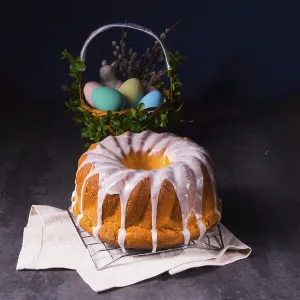 Delicious Easter sand cake with white cake icing