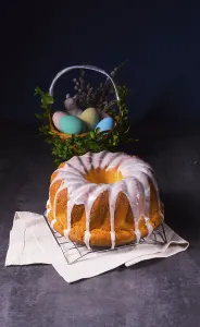 Delicious Easter sand cake with white cake icing