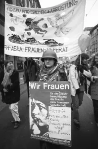 Demonstration by woman and men on International Women's Day