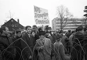 Several hundred demonstrators, among them many young people