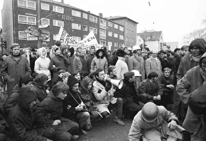 Several hundred demonstrators, among them many young people