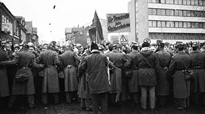 Several hundred demonstrators, among them many young people