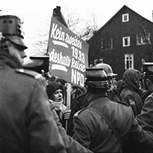 Several hundred demonstrators, among them many young people