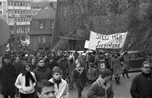 Several hundred demonstrators, among them many young people