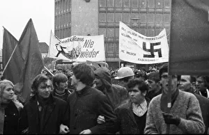 Several hundred demonstrators, among them many young people