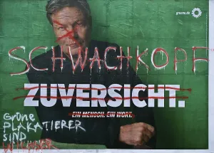 Denigration of a large poster for the 2025 federal election by the Greens with Robert Habeck