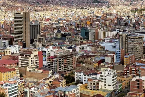 Dense development in the centre of La Paz with different architectural styles