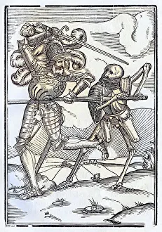 Der Tod kommt zum Ritter oder Grafen Holzschnitt nach Hans Holbein d