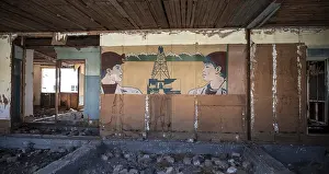 Destroyed abandoned classroom of the old school
