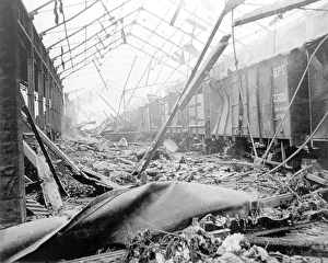 Destruction caused after massive fire at Victoria Dock that engulfed the Chinese ship Fort on 14 April 1944 at the Bombay Port Trust, Bombay Mumbai, Maharashtra, India, Asia