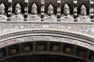 Detail, six busts of Popes from 172