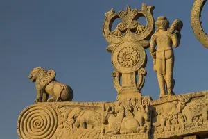 Detailed carvings including images of scanes from the Buddhas life