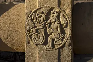 Detailed decorative carving on the balustrade of Stupa 2