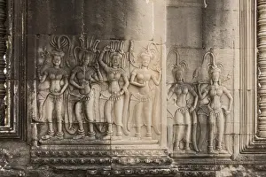 Detailed shots of the reliefs in the Angkor Wat temple