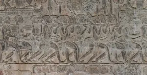 Detailed shots of the reliefs in the Angkor Wat temple