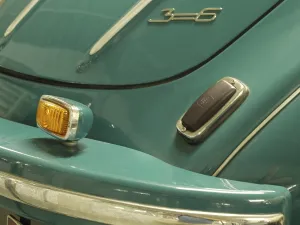 Framed Print : Detailed view of a blue vintage car with chrome accents and tail light Framed Print : Detailed view of a blue vintage car with chrome accents and tail light