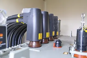 Category Historic EN Prints: Detailed view of cable connections and a transformer in industry