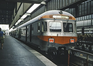 Deutsche Bahn DB local train to Backnang in the summer of 1979 at Stuttgart Central Station, Baden-Wuerttemberg, Germany, Europe