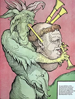 The devil's bagpipes, German caricature on the guilty pleasure of monks