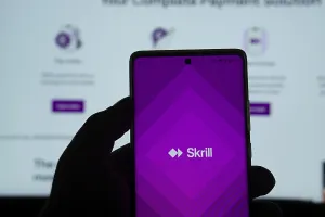 Dhaka, Bangladesh 05 Feb 2025: Skrill app on smartphone screen