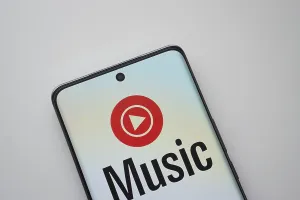 Dhaka, Bangladesh - 13 March 2025: The logo of the Youtube Music is displayed on a smartphone screen