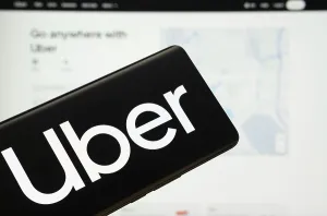 Dhaka, Bangladesh - 18 March 2025: The logo of the Uber is displayed on a smartphone screen
