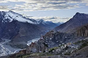 Dhankar gompa Buddhist monastry perched on a cliff in Himalayas