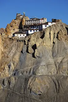 Dhankar Monasteryon a cliff in Himalayas