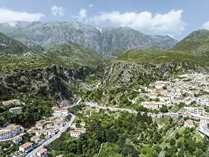 Dhermi from a drone, Village in Ceraunian Mountains