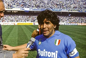 Diego Armando MARADONA (SSC Napoli) is interviewed by Italian sports reporter Giampiero GALEAZZI (RAI)