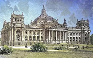 Digitally restored, The Reichstag building is a historic edifice in Berlin