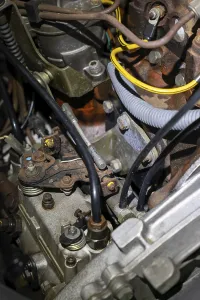Dirty Car Engine with Sunlight in Switzerland