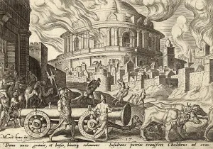 Framed Print : From The Disasters of The Jewish People: The Chaldeans carry away the pillars of the Temple