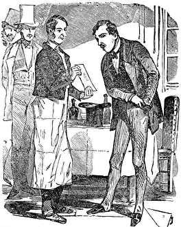 Distinguished gentleman complains about the high bill in a restaurant