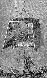 Diver with diving bell, then caisson