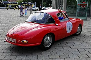 DKW Monza, red classic car in an urban environment during an event