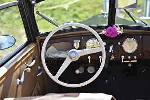 DKW steering wheel at classic car exhibition