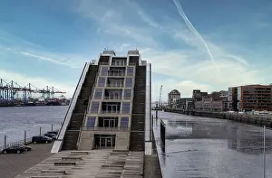 Dockland at low tide, Hamburg fishing harbour