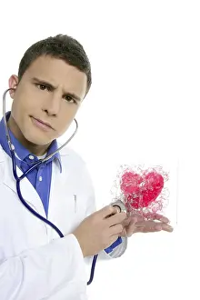 Doctor test a red heart health