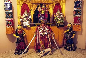 Doll display of kolu during the Navratri festival in Tamil Nadu