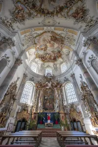 Domed vault and chancel of the baroque Basilica of St Alexander and Theodor