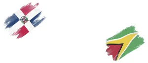 Dominican Republic and Guyana Flags on White Background
