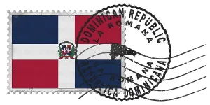 Dominican Republic La Romana Stamp with National Flag and Postmark