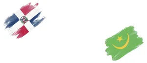 Dominican Republic and Mauritania Flags on White Background