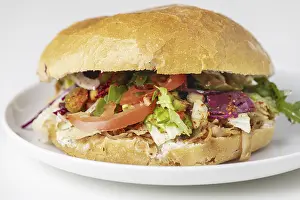 Doner kebap on a white plate<br> Dner kebap on a white plate
