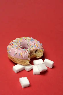 Donut and sugar cubes