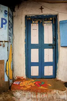 Door of house at Worli Koliwada