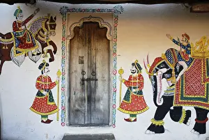 Category Historic EN Prints: Door with wall painting, Shilpagram
