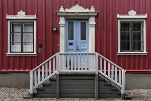Category Scandinavia Prints: Front door, windows, typical wooden house