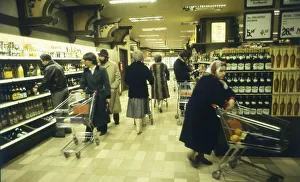 Dortmund. Customers shopping in a Sopermarkt in 1982